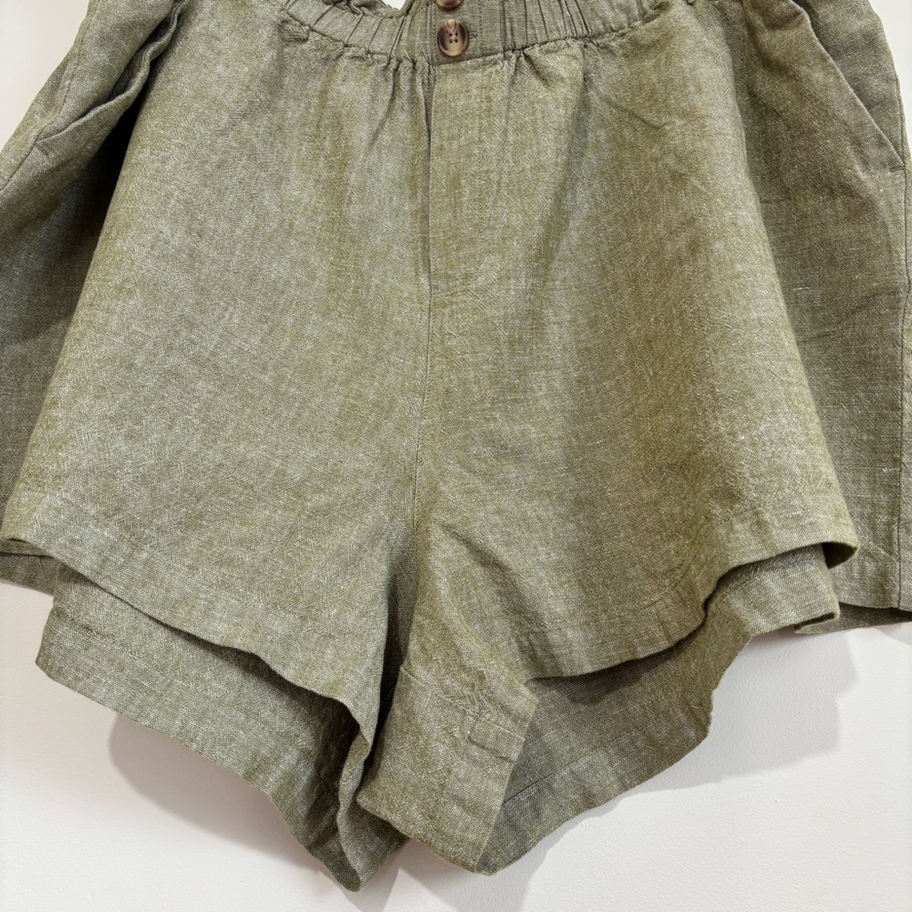 Ava & Viv Plus Size 3X Green Linen Rayon High Rise Pull On Beach Bermuda Shorts - Picture 9 of 16